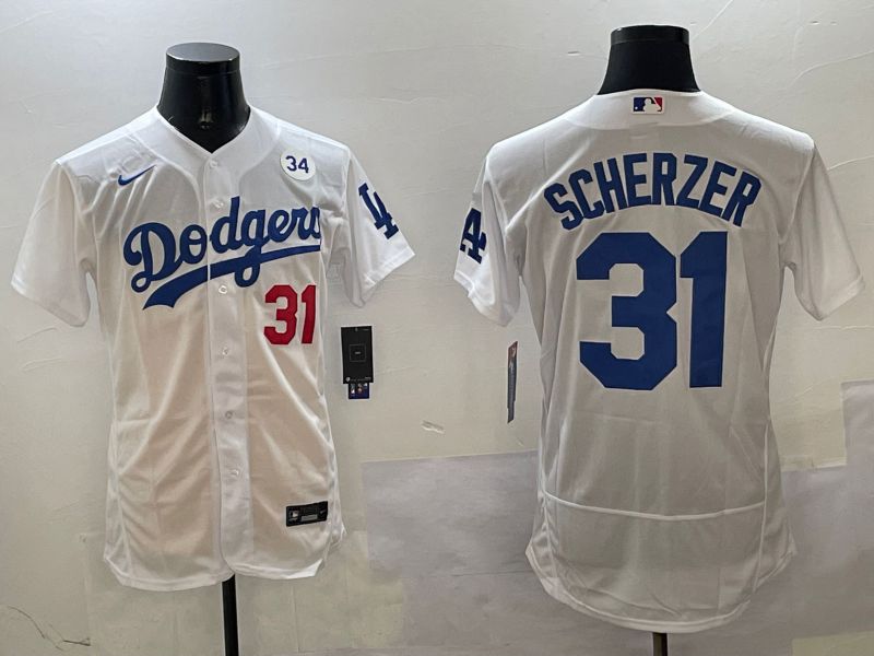 Men Los Angeles Dodgers #31 Scherzer White Elite 2025 Nike MLB Jersey style 3206->los angeles dodgers->MLB Jersey